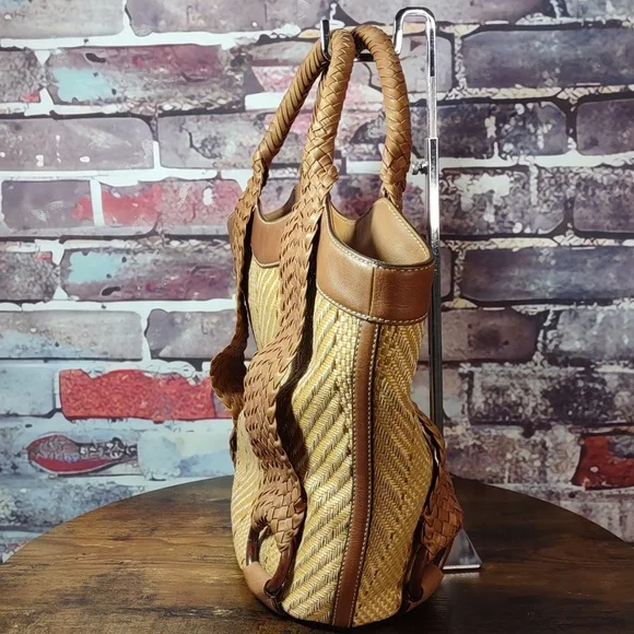 Cole Haan Woven Leather/Straw Tote Bag